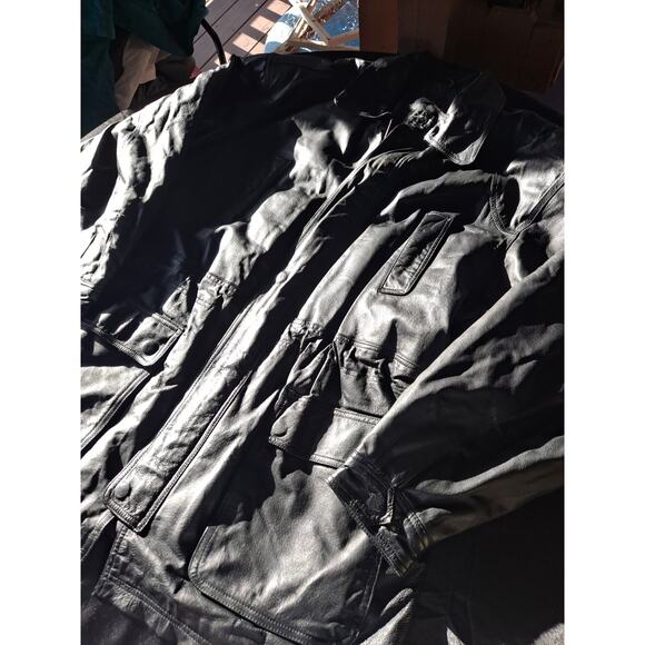 Comint mens black leather jacket winter coat size XL - Picture 5 of 9